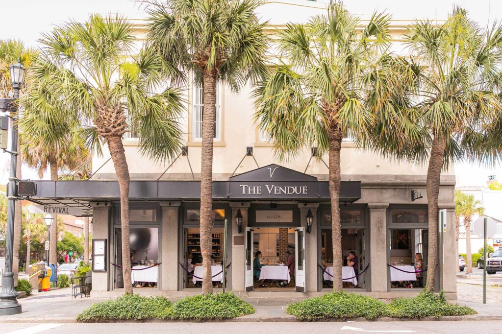 Exterior entrance to Revival restaurant at the Vendue hotel