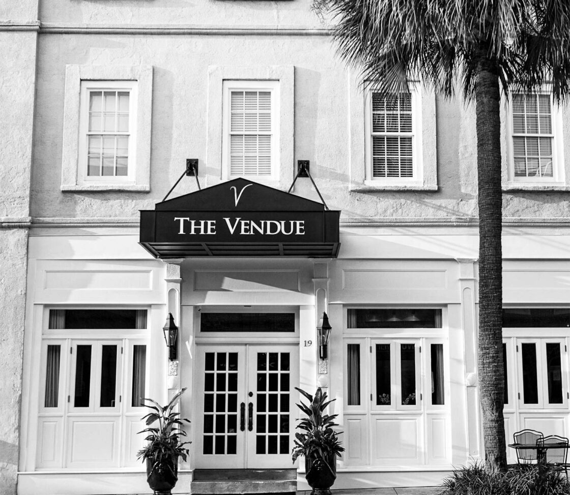exterior shot of The Vendue Hotel in Charleston
