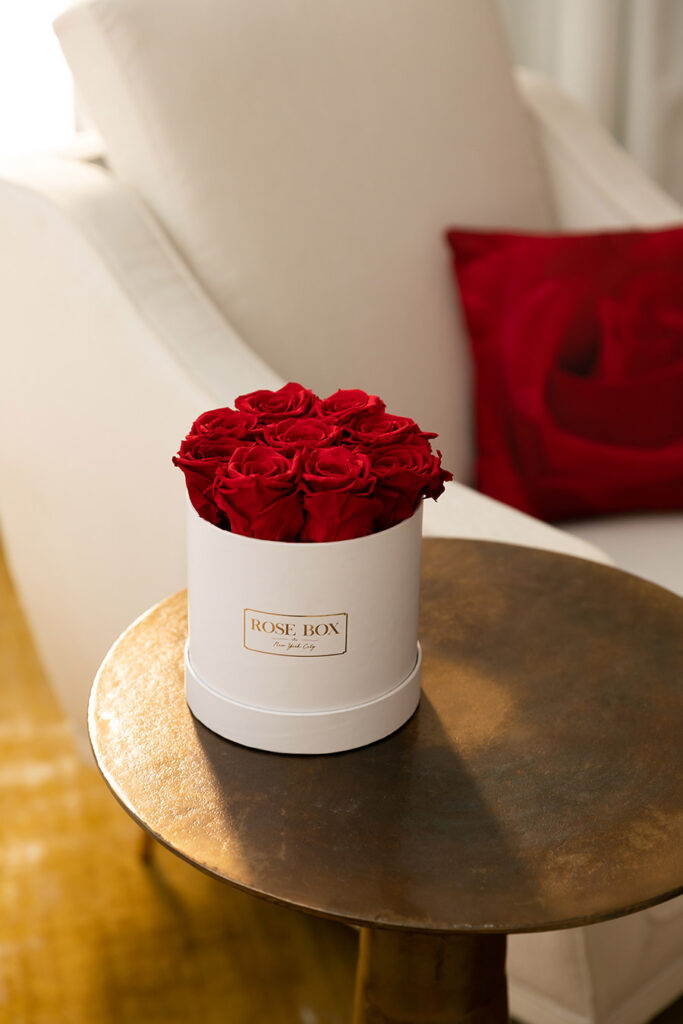 Rose box on a wooden table